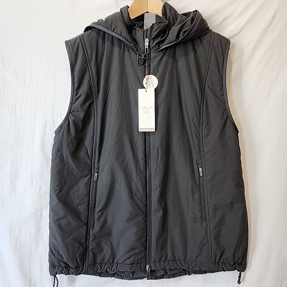 Calia Jackets & Blazers - Calia Padded Packable Vest With Hood Pure Black Cinch Waist Women's M